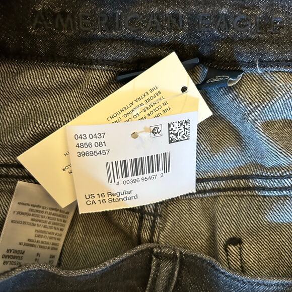 American Eagle Super High Rise Baggy Straight Cargo Jeans Size 16 Grunge Skater - Picture 4 of 6